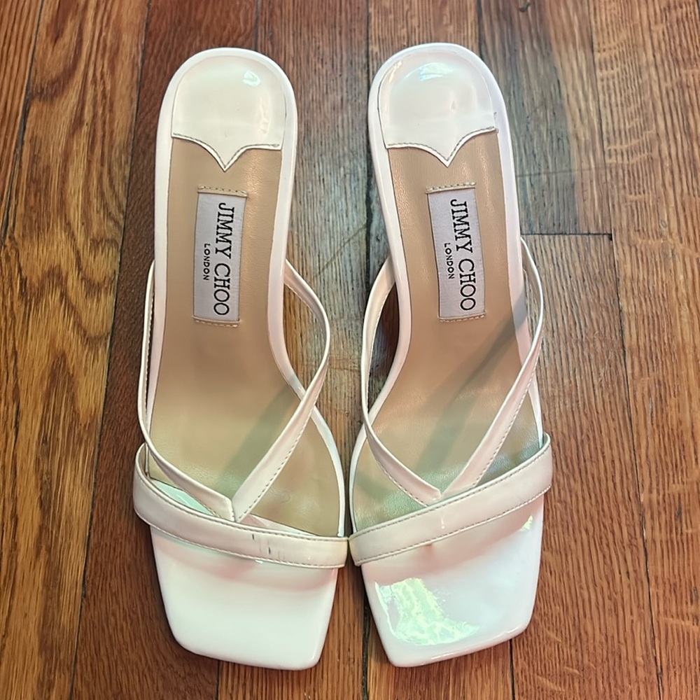 Jimmy Choo White Maelie 70 Leather Sandals heels size 38